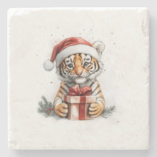 Adorable Animal Christmas Series Baby Tiger Stone Coaster