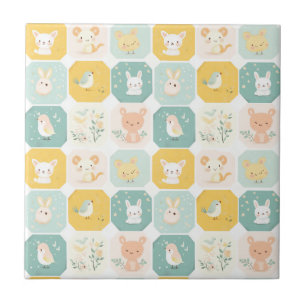 Adorable Animal Collage Designs Ceramic Tile
