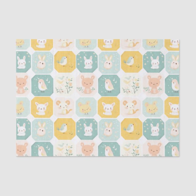Adorable Animal Collage Designs  Tissue Paper (Front)