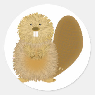 Adorable Animal Drawings: Beaver Classic Round Sticker