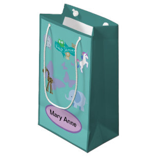 Adorable Animal Friends Baby Shower Turquoise Small Gift Bag