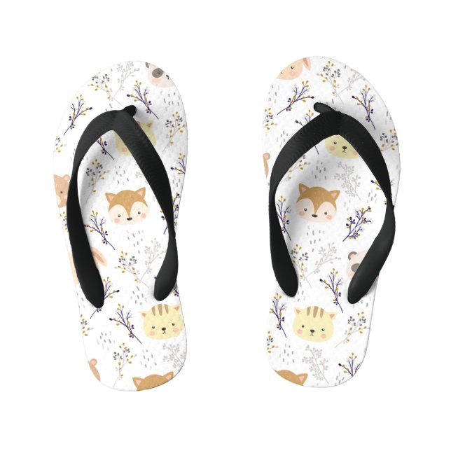 Adorable Animal Head And Floral Pattern Kid's Thongs (Footbed)