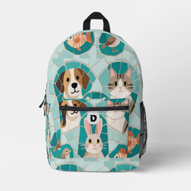 Adorable Animal Mosaic Pattern  Printed Backpack (Front)