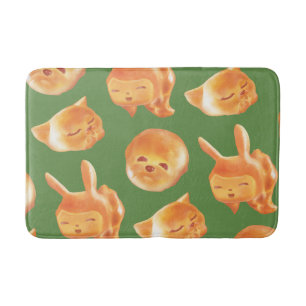 Adorable Animal Shaped Bread Pattern Bath Mat