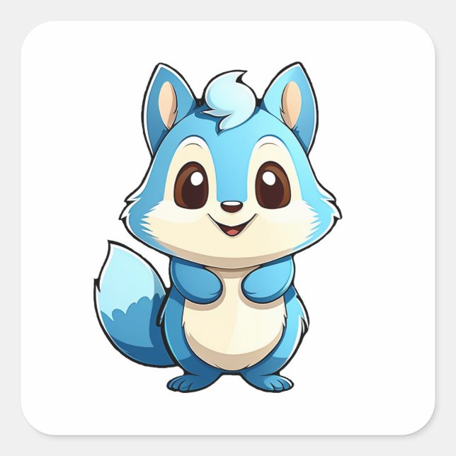Adorable animal squirrel square sticker (Front)