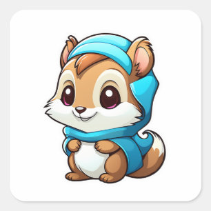 Adorable animal squirrel square sticker