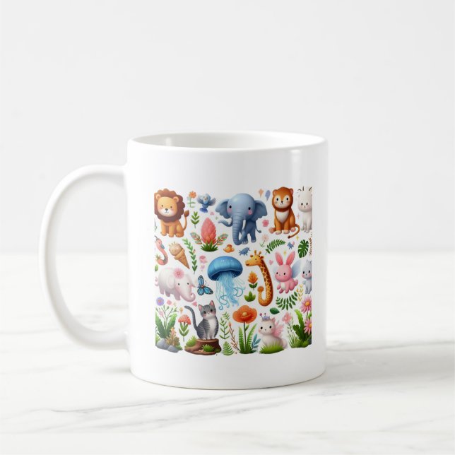 Adorable Animals Baby Jersey Bodysuit Coffee Mug (Left)