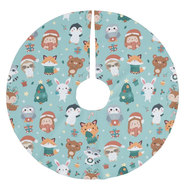 Adorable Animals Brushed Polyester Tree Skirt (Front)