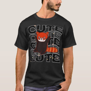 Adorable animals Cute Red Panda Black Colour T-Shirt
