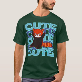 Adorable animals Cute Red Panda Blue Color T-Shirt