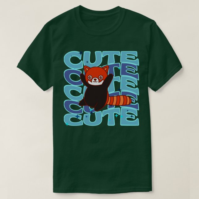 Adorable animals Cute Red Panda Blue Colour T-Shirt (Design Front)