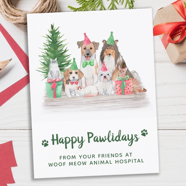 Adorable Animals Dog Cat Puppy Kitten Christmas Holiday Postcard (Creator Uploaded)