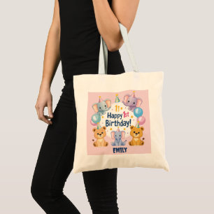Adorable Animals Happy 1st Birthday Tote Bag