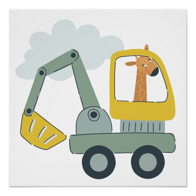 Adorable Animals in a Truck Nursery Art Print (Front)