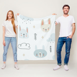 Adorable animals pastel pattern kids fleece blanket