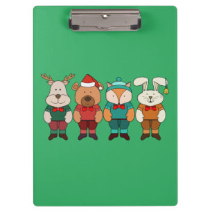 Adorable animals ready for winter clipboard
