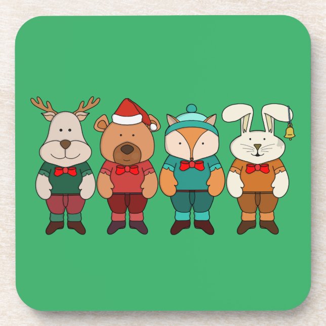 Adorable animals ready for winter coaster (Front)