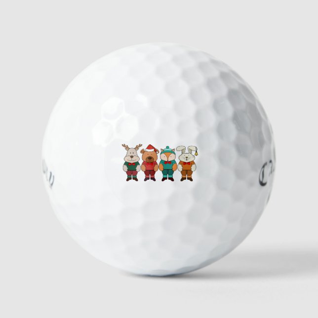 Adorable animals ready for winter golf balls (Front)