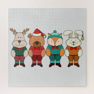 Adorable animals ready for winter jigsaw puzzle