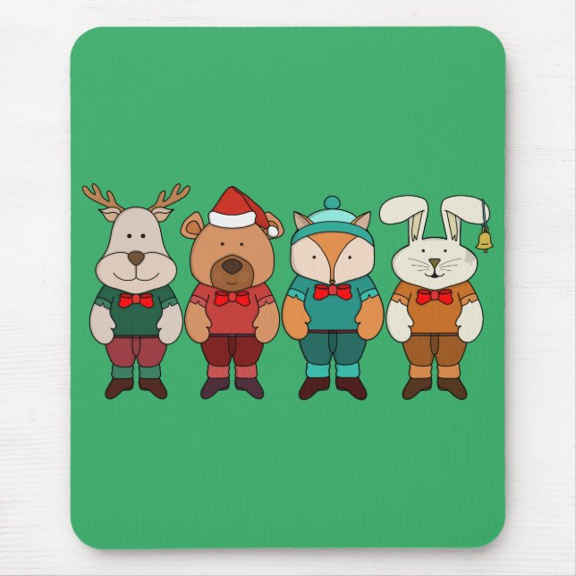 Adorable animals ready for winter mouse pad (Front)