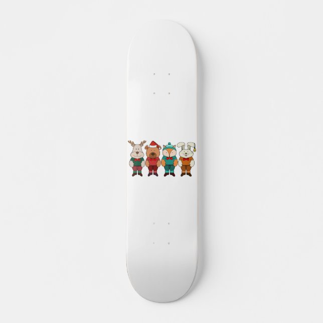 Adorable animals ready for winter skateboard (Front)