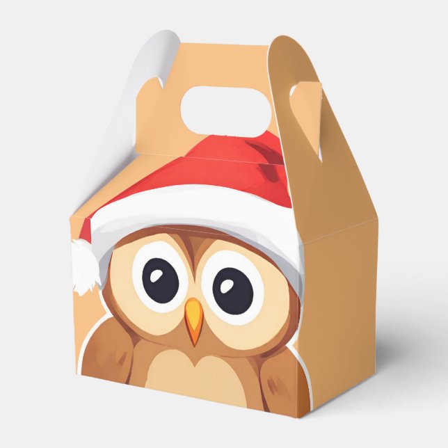 Adorable animals winter owl Santa Christmas  Favour Box (Front Side)