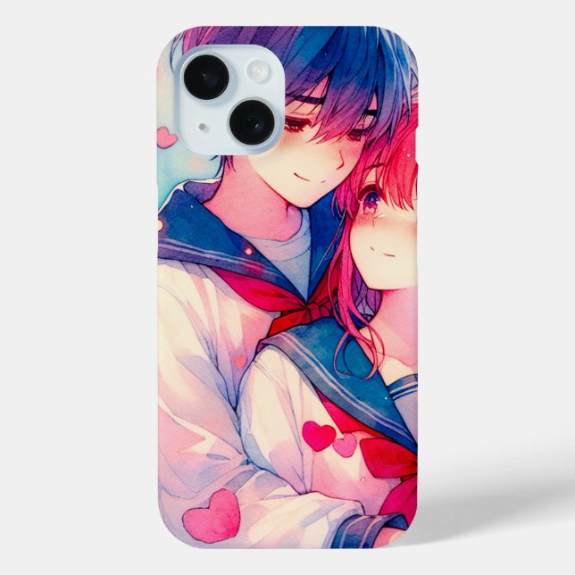 Adorable Anime Themed Valentine's Day Case-Mate iPhone Case (Back)