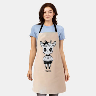 Adorable Antelope Girl - Cute Doodle Design Apron