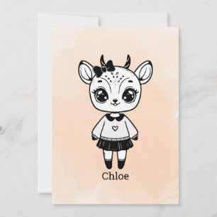 Adorable Antelope Girl - Cute Doodle Design Invitation