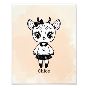 Adorable Antelope Girl - Cute Doodle Design Photo Print