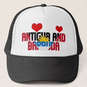 Adorable Antigua and Barbuda Flag Hearts Patriotic Trucker Hat