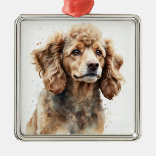 ADORABLE APRICOT FRENCH POODLE PUPPY DOG METAL ORNAMENT
