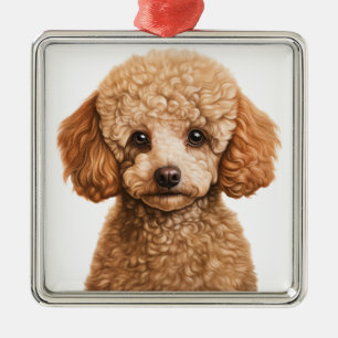ADORABLE APRICOT FRENCH POODLE PUPPY DOG METAL ORNAMENT