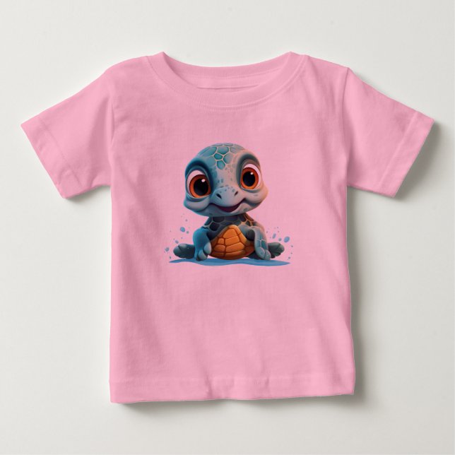 Adorable Aquatic Explorer: Baby Sea Turtle T-Shirt (Front)