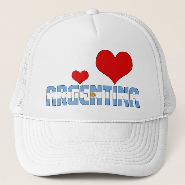 Adorable Argentina Flag Hearts Patriotic Trucker Hat (Front)