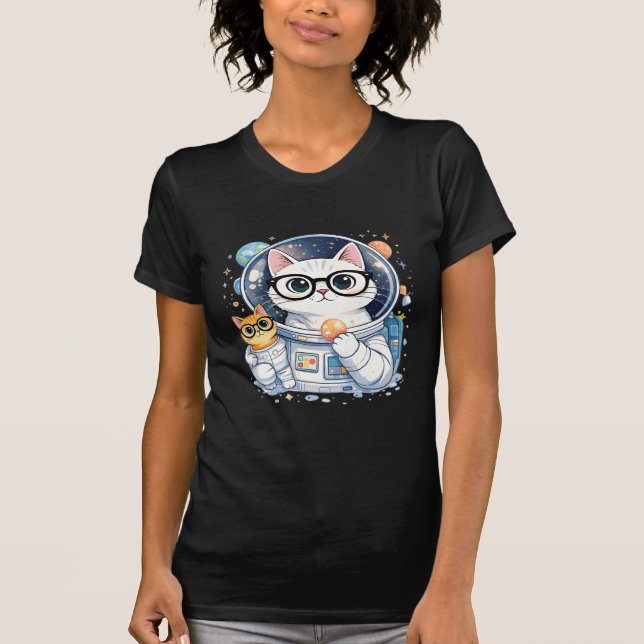 Adorable Astronaut Cats Exploring the Galaxy T-Shirt (Front)