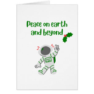 Adorable Astronaut Peace Holiday Christmas Card