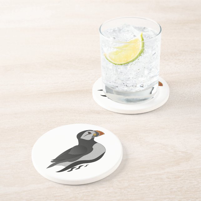 Adorable Atlantic Puffin Swimming Cartoon Coaster (Side)