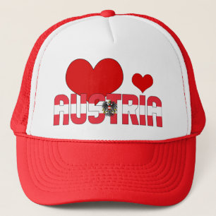 Adorable Austria Flag Hearts Patriotic Trucker Hat