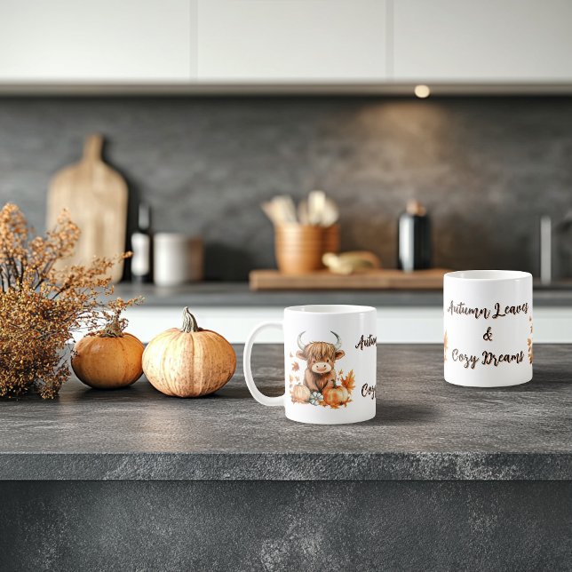 Adorable Autumn Highland Cow Coffee Mug (Creator Uploaded)