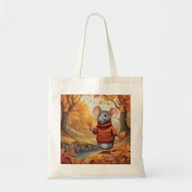 Adorable Autumn Mouse Enjoying Nature Tote Bag (Front)