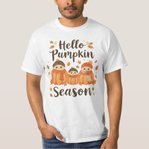 Adorable Autumn Pumpkin Cosy Cartoon Illustration T-Shirt
