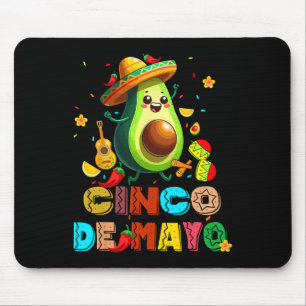 Adorable Avocado Cinco De Mayo Fiesta Celebration Mouse Pad