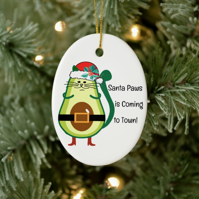 Adorable Avocado Couple Ornament, Customisable  Ceramic Ornament (Tree)