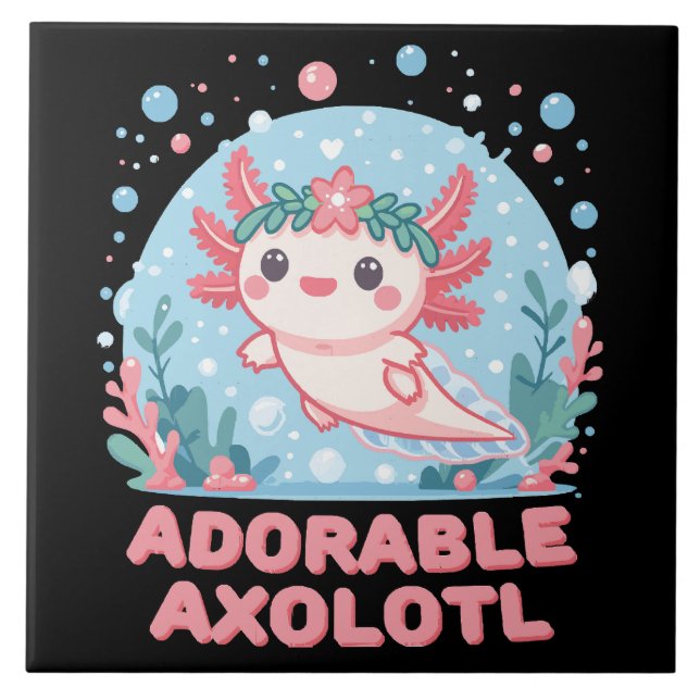 Adorable Axolotl Aquatic Cuteness Ceramic Tile (Front)