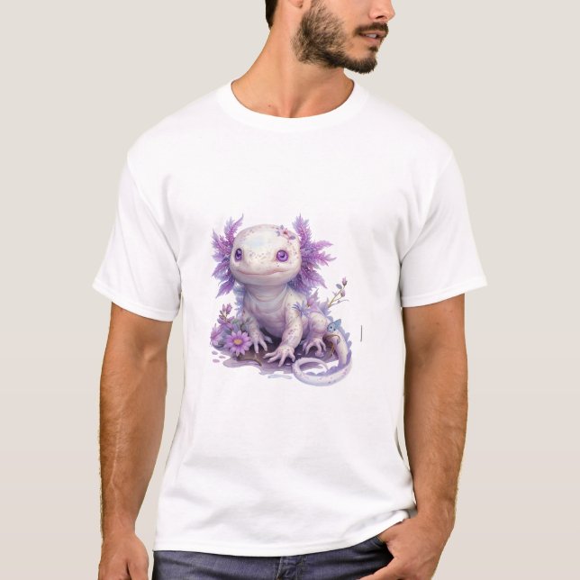 Adorable Axolotl Character with Summer Text Design T-Shirt (Front)