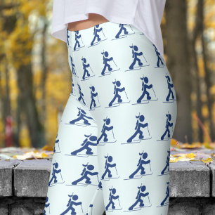 Adorable Azure Blue Womens Biathlon Pattern Leggings