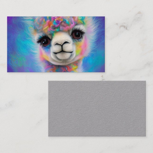 Adorable Baby Alpaca Animal in Pastel Colours Trip Business Card (Front/Back)
