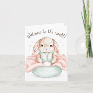 Adorable Baby Animal Illustration Newborn Greeting Note Card