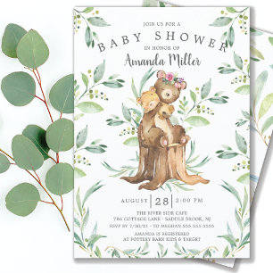 Adorable Baby Bear and Mum Baby Shower Invitation